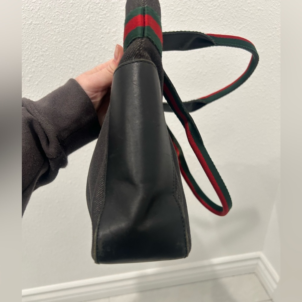 Gucci Black Denim and Sherry Line Straps Tote Bag - Picture 6 of 12